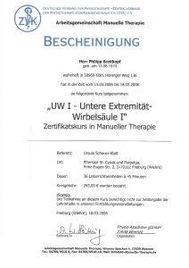 Bescheinigung Untere Extremität-Wirbelsäule 1 Manuelle Theraphie Physiotherapie Praxis Kreuzlingen Philipp Breitkopf